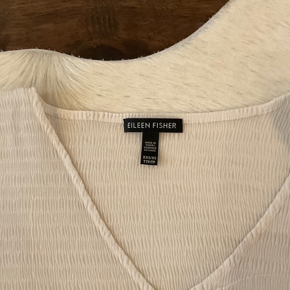 Eileen Fisher Soft Cream V-Neck Poncho - Picture 2 of 3